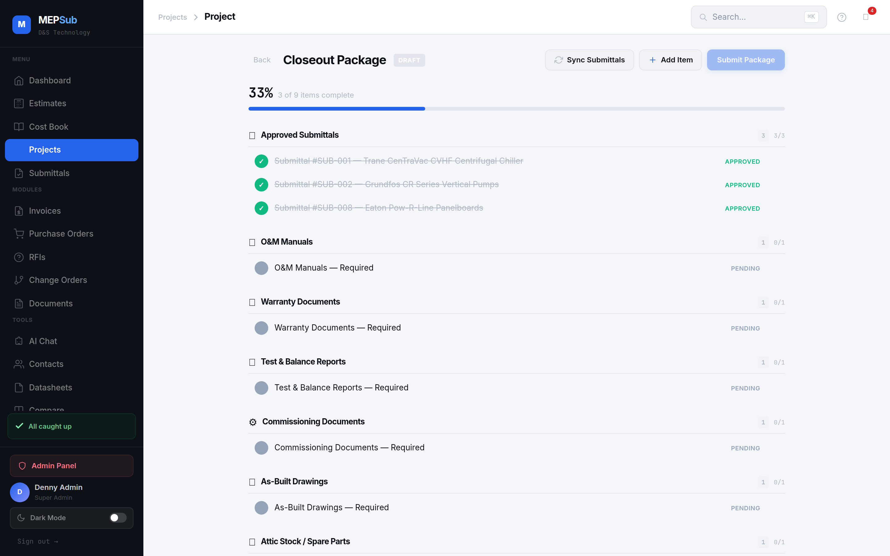 Complete Project Closeout.<br><span class=