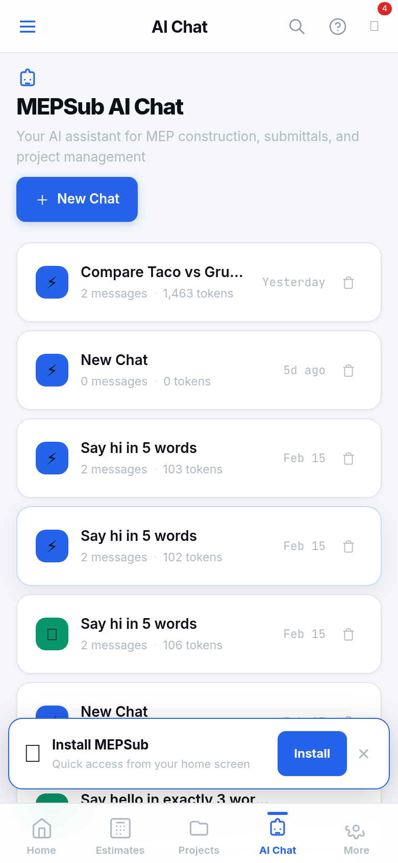 AI Chat on mobile — take it to the job site