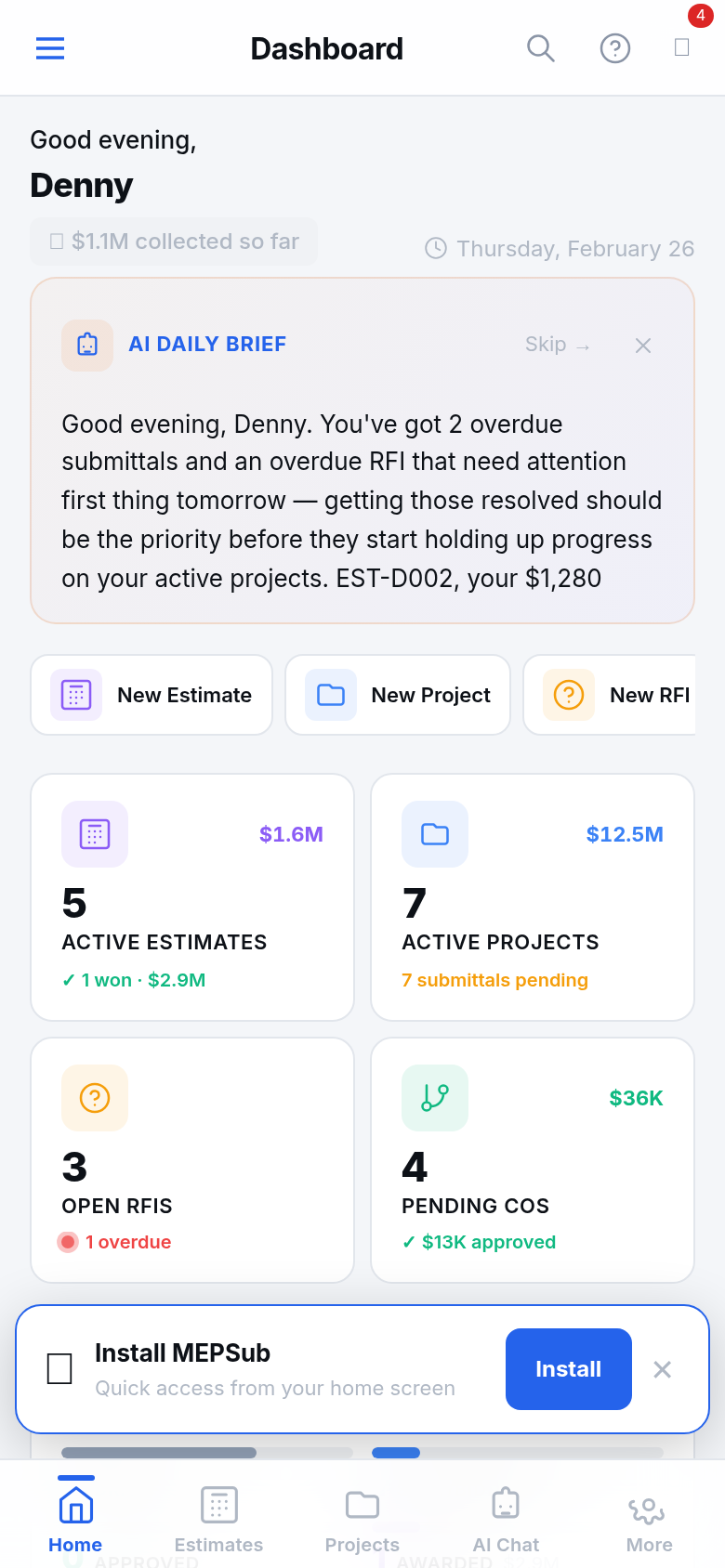 Mobile dashboard with full pipeline visibility
